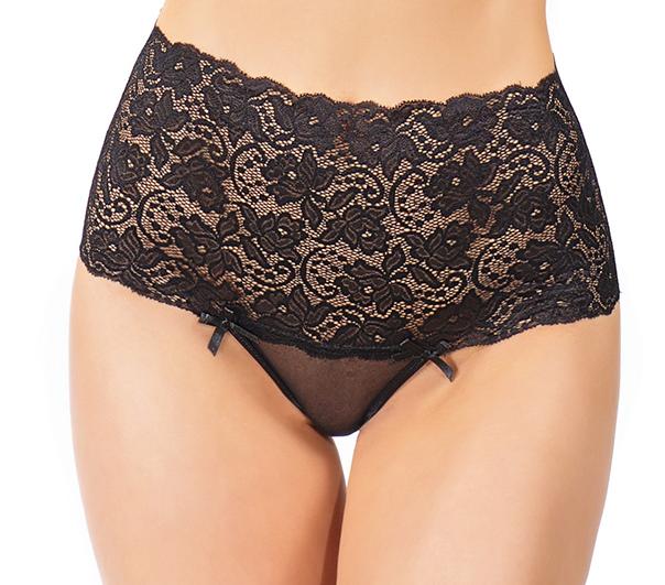 Mesh high waisted thong Stretch lace waistband bow detailing 0111 Edmonton