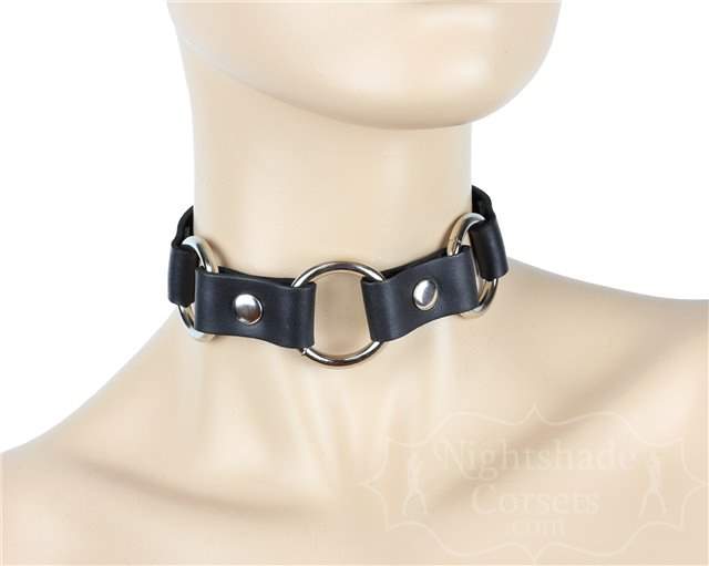 Triple O-Ring Black Leather Collar 0171bl Edmonton