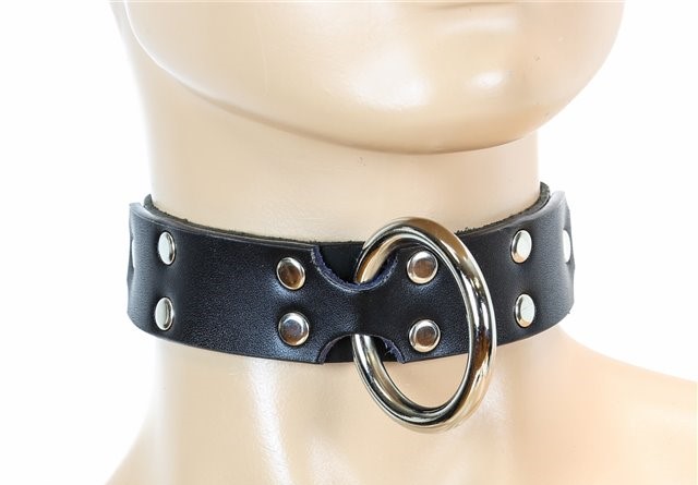 Leather Rivets O-Ring Collar Black 0137 Edmonton