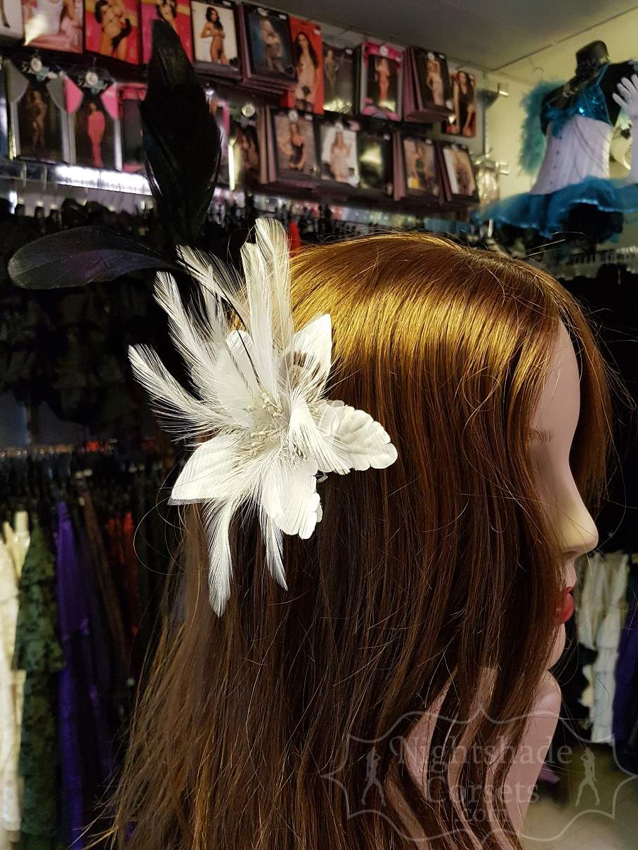 White Small feather hair flower 3333 Edmonton