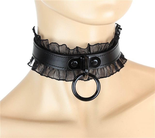 Black ruffle front o-ring collar choker 2820 Edmonton