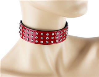 Red patent collar triple row rhinestones 0249 Edmonton