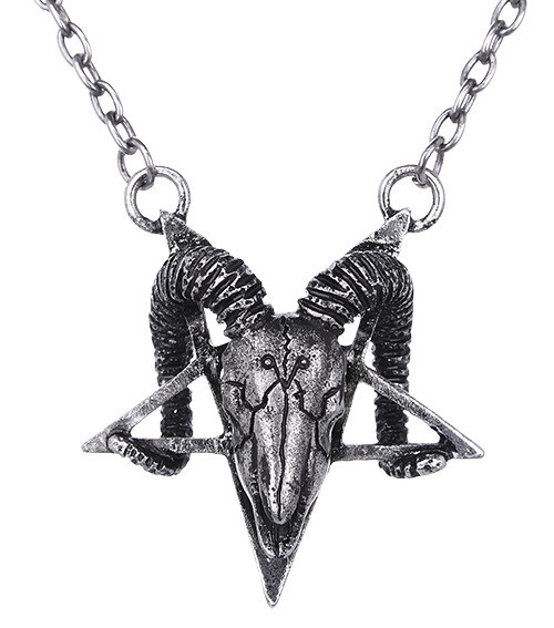 Silver ram head pentagram occult necklace 4430 Edmonton