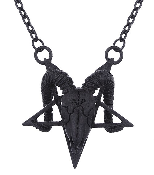 Black ram head pentagram occult necklace 4430 Edmonton