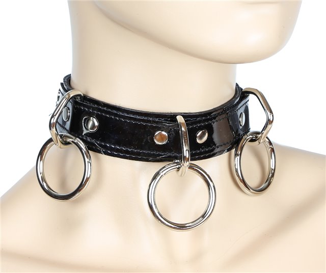 Triple O-Ring Collar Black Patent 0123 Edmonton