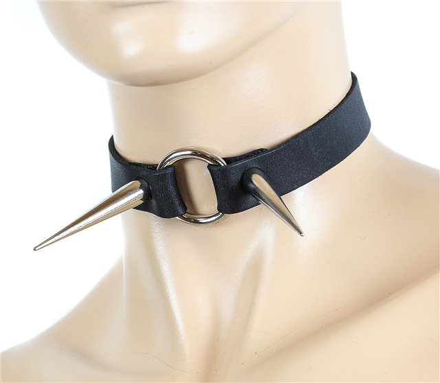 Black Patent O-Ring Collar Spikes 5370 Edmonton