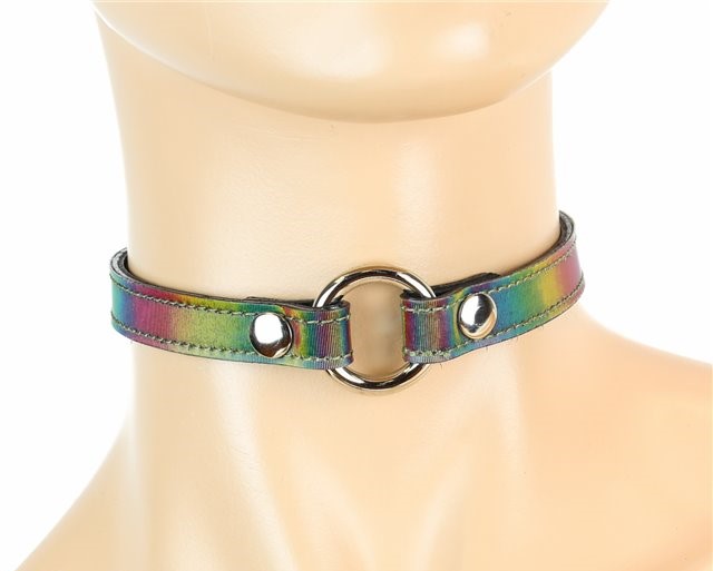 Holographic Rainbow Vinyl O-Ring Collar 1680 Edmonton