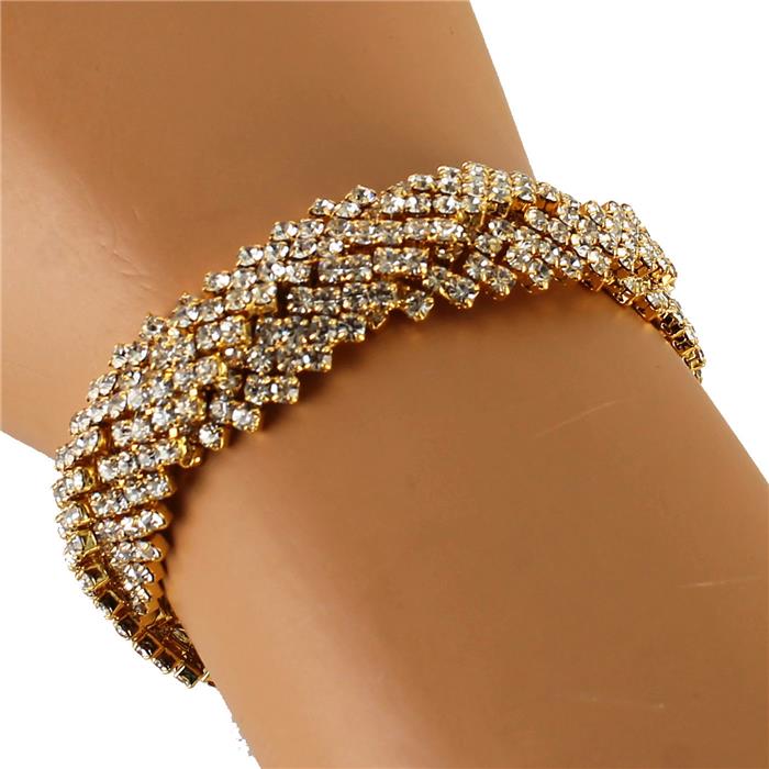 Beautiful twisted rhinestone bracelet gold 173224 Edmonton