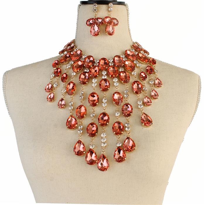 Sparkling peach rhinestone necklace 173326 Edmonton