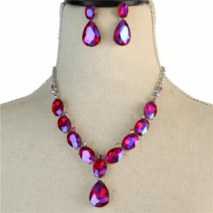 Sparkling red rhinestone necklace matching earrings 173470 Edmonton