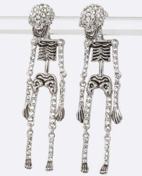 Unique rhinestone skeleton earrings 30411 Edmonton