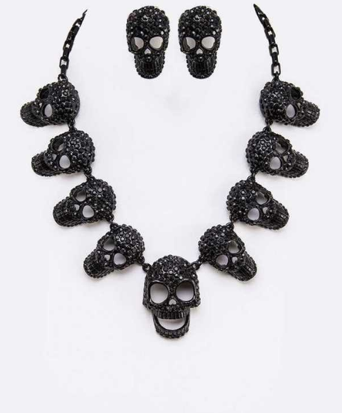 Black rhinestone skull necklace 13574 Edmonton