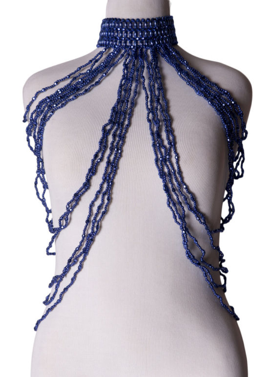 Unique Choker Draped Beads Blue 0032 Edmonton
