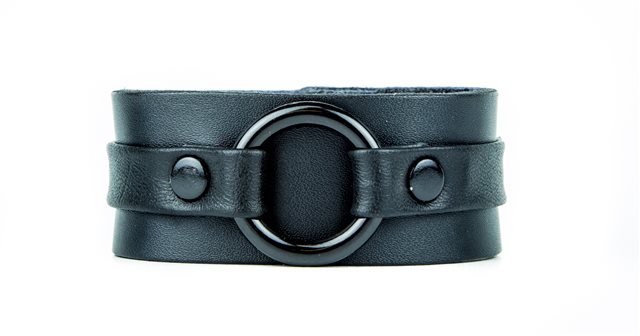 Black Leather Wrist Cuff Black Ring 8040 Edmonton