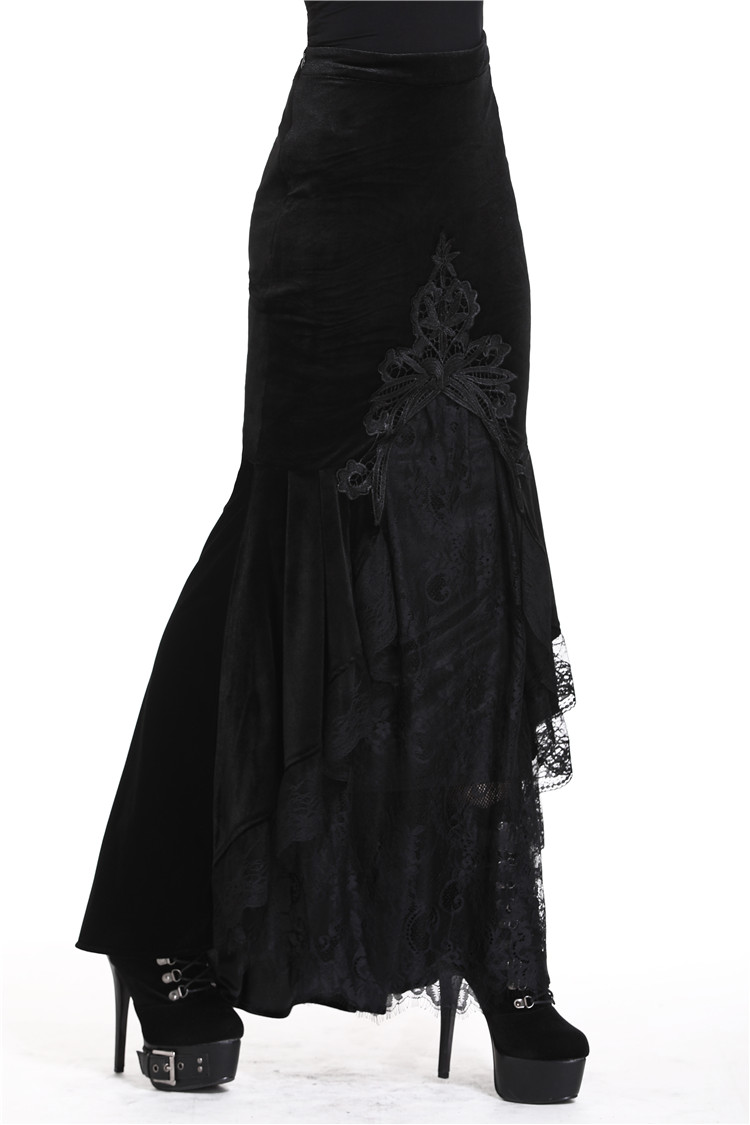 Morticia Velvet & Lace Mermaid Skirt 2134 | Nightshade Corsets
