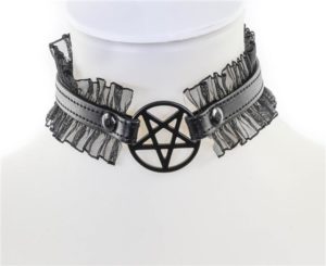 Black Pentagram Collar with Ruffles Edmonton