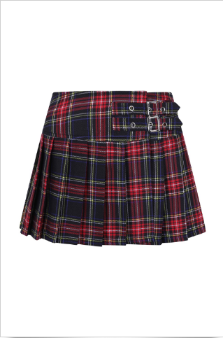 Pleated Plaid Skirt 0216 Black/Red | Nightshade Corsets