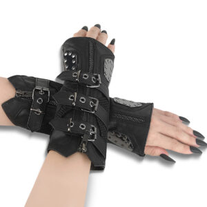 Vegan Leather Gloves with Buckles