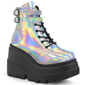 Silver Holographic Platform Boots