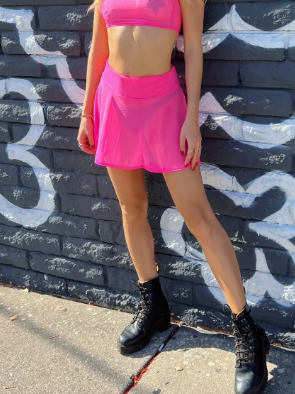 Hot Pink Mesh Skirt Edmonton Canada Ravewear