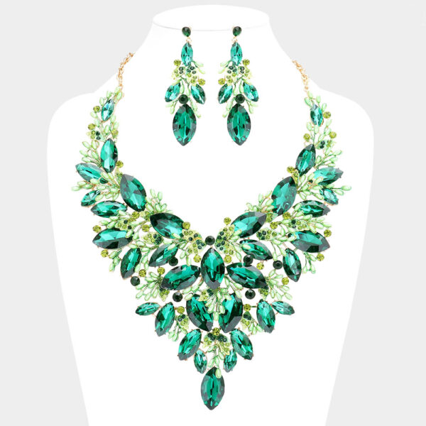 Gold Green Rhinestone Necklace Edmonton Canada