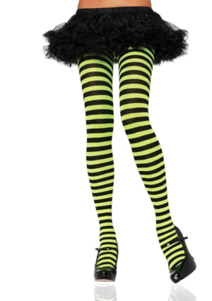 Neon Green Stripe Tights Edmonton Canada