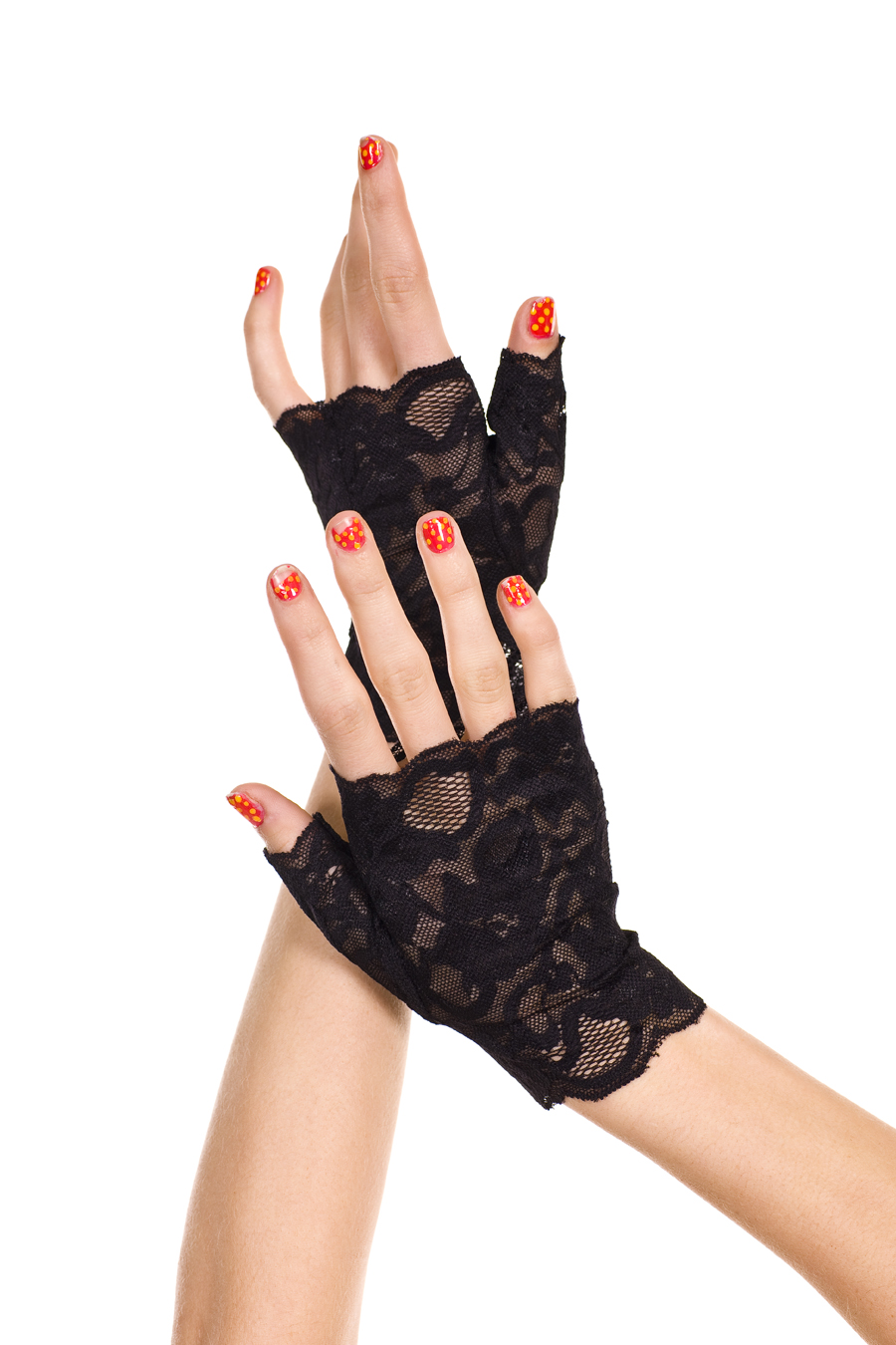 Black Fingerless Lace Gloves Wrist Length 0416 Edmonton