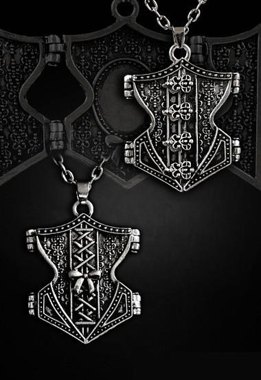 Pewter underbust-shaped locket pendent necklace 4102 Edmonton