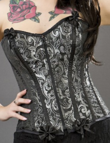 Front Zipper Brocade Corset 8601 Silver