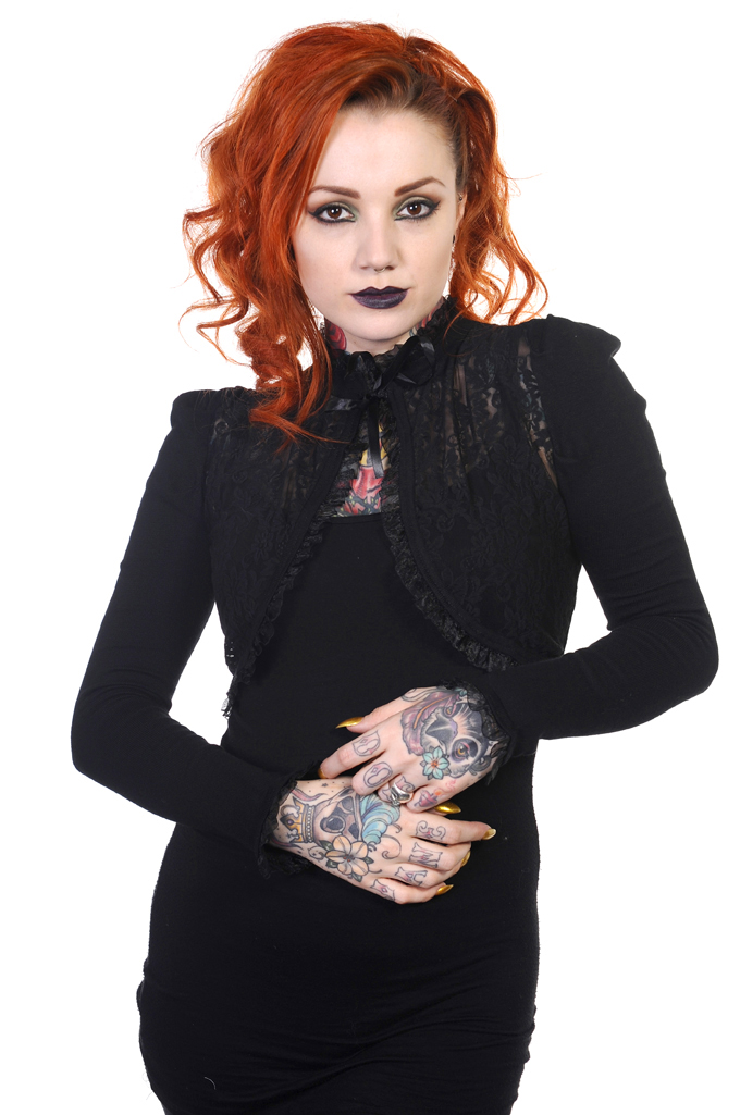 Lace and Ruffle Cardigan 0907 Black