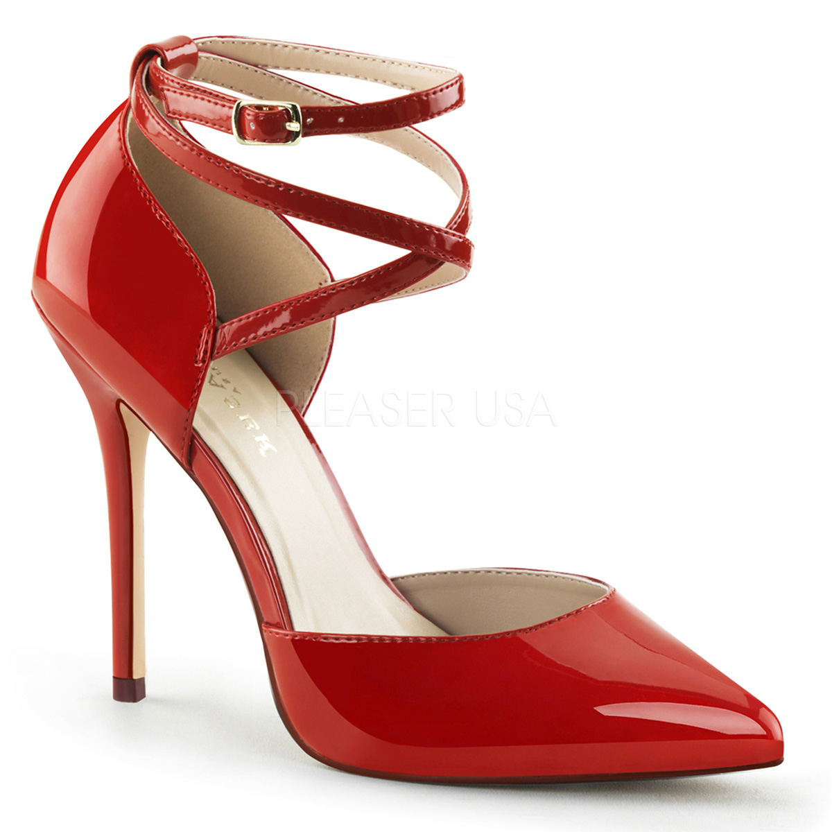 Strappy Patent Pumps Amuse-25 Red