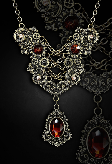 Elegant necklace amber gems faux corset lacing gothic style 4119 Edmonton