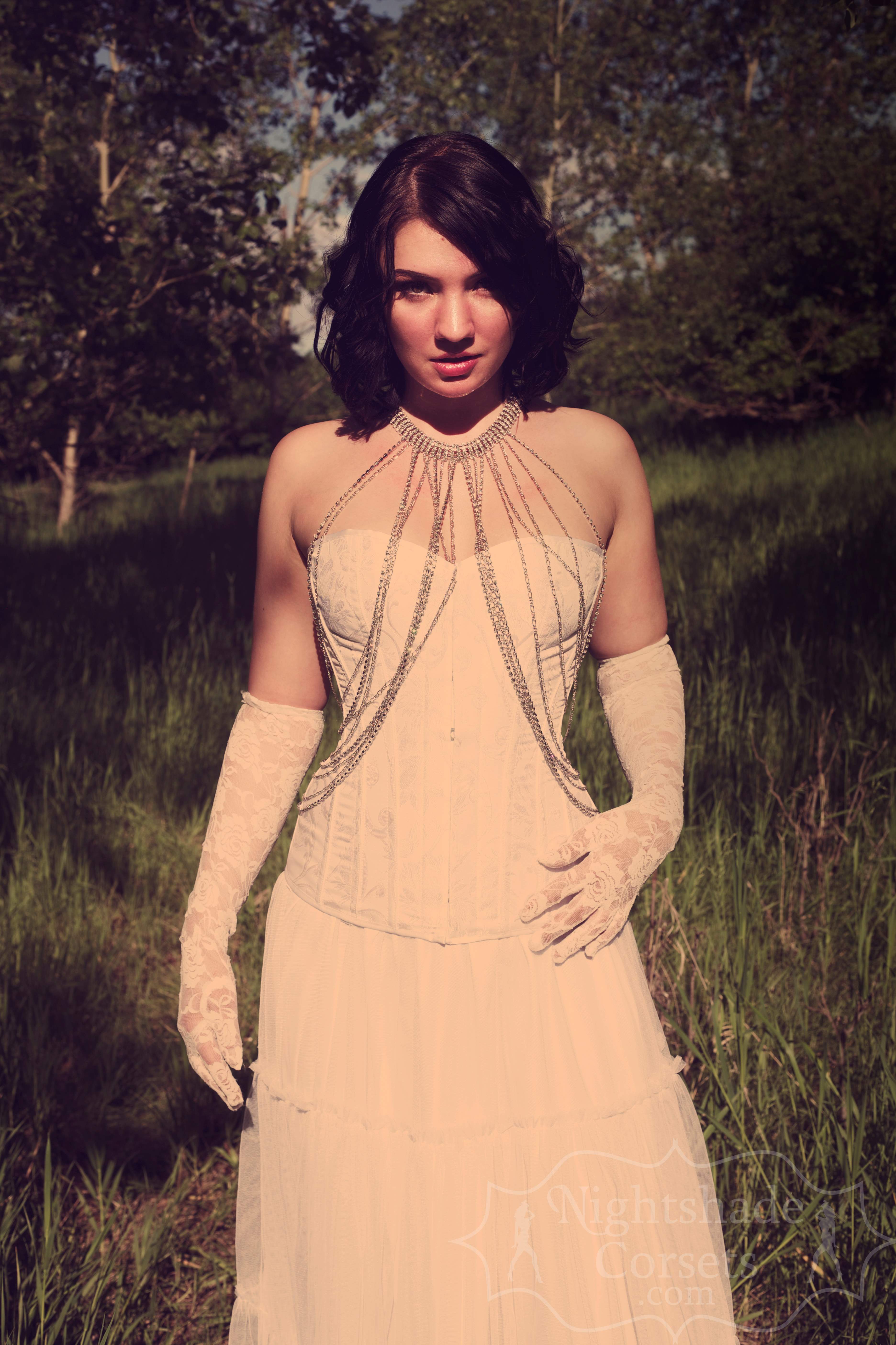 Corset 62063 White Lurex Brocade