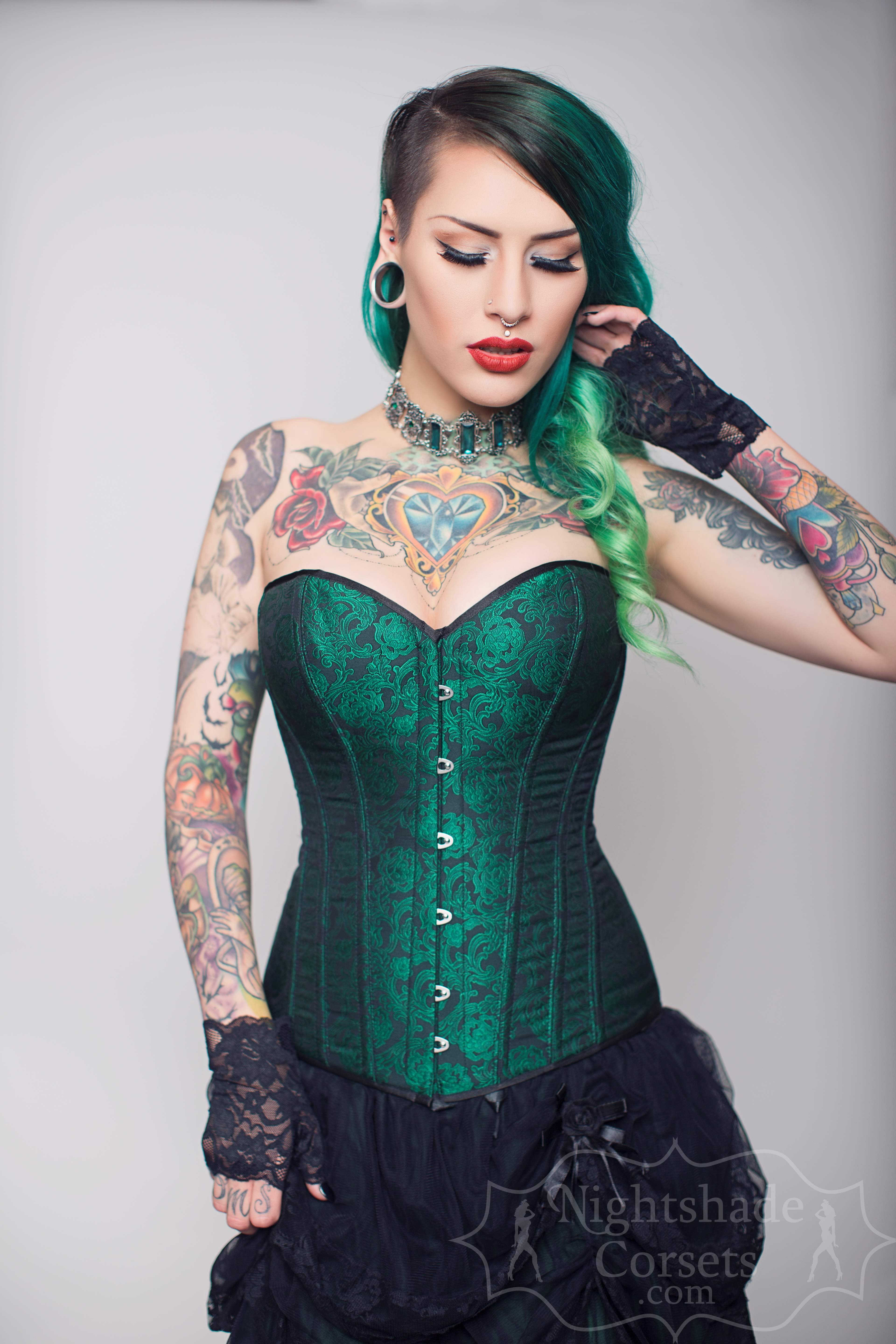 Corset 62068 Green Brocade