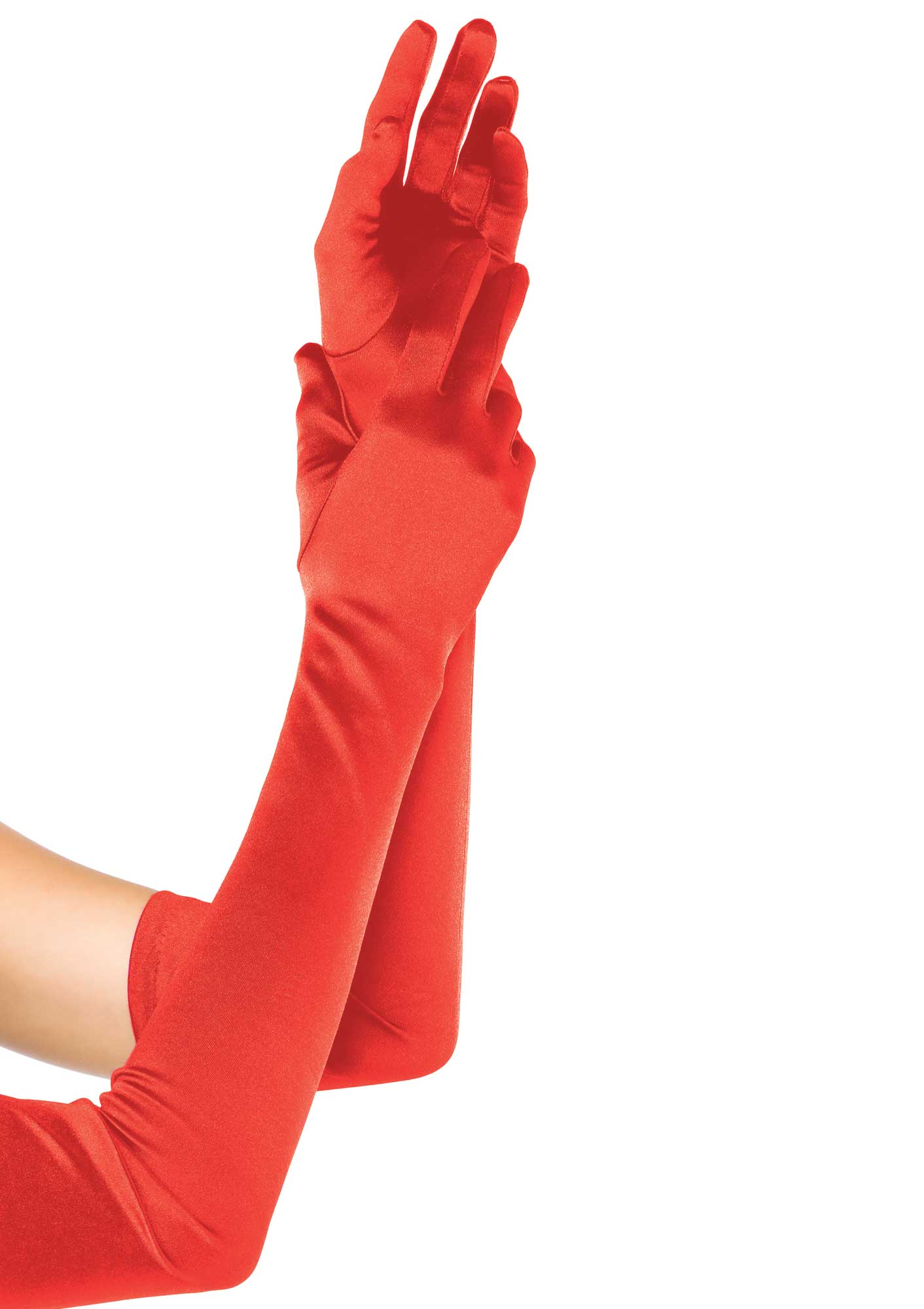 Red Satin Opera Length Gloves 0016 Edmonton
