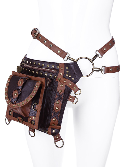 Faux Leather Holster Belt 4407 Brown