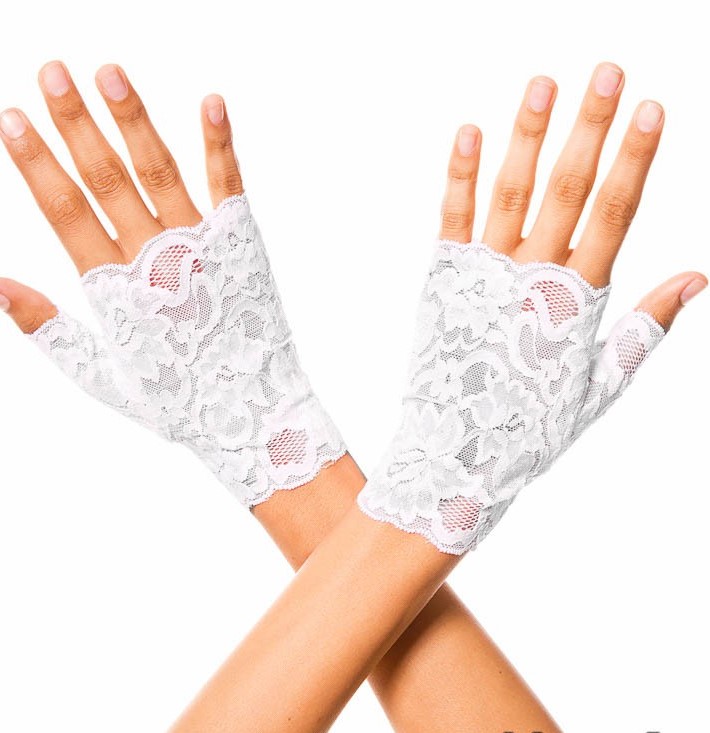 White Fingerless Lace Gloves Wrist Length 0416 Edmonton