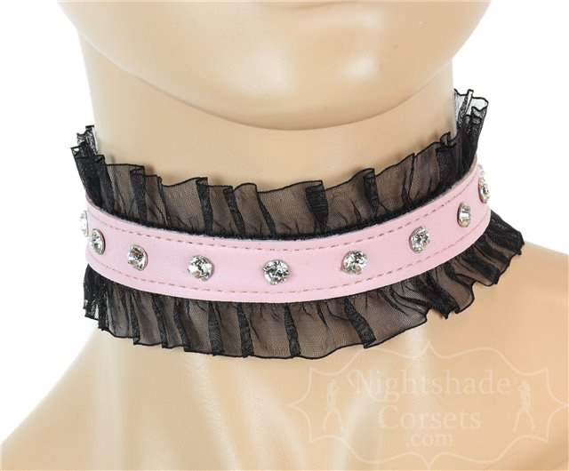Pink Patent Ruffle and Rhinestones Collar 0256p Edmonton