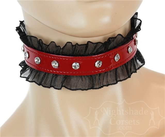 Red Patent Ruffles and Rhinestones Collar 0256r Edmonton