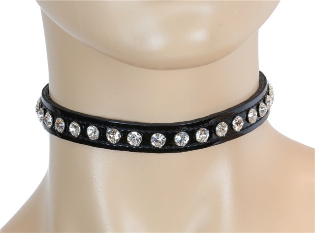Blacl Patent Collar Clear Rhinestones 0247pc Edmonton