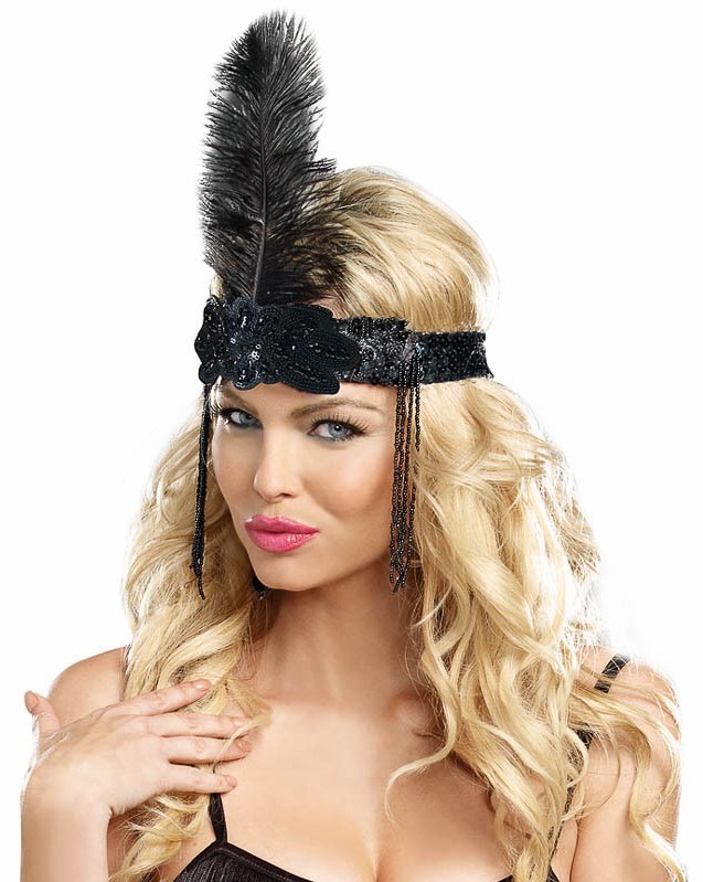 Sequin headband feather plume beaded accents 9514 Edmonton