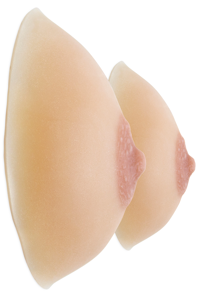 Side view with light cinnamon nipples.