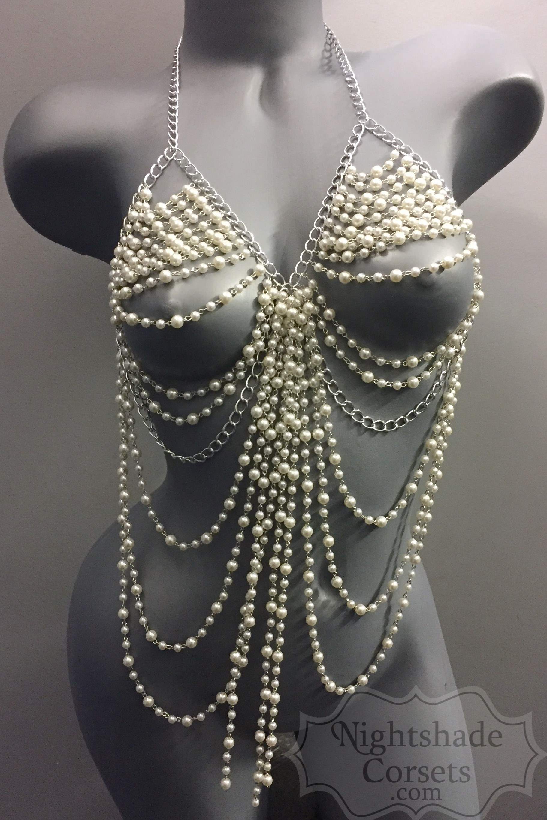 Draped Faux Pearl Body Chain 7998