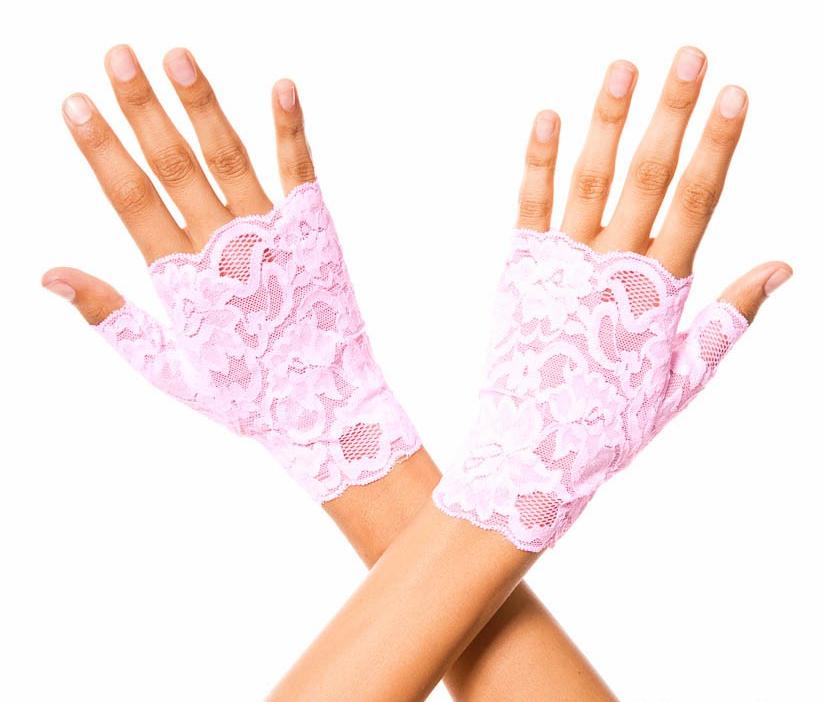 Pink Fingerless Lace Gloves Wrist Length 0416 Edmonton