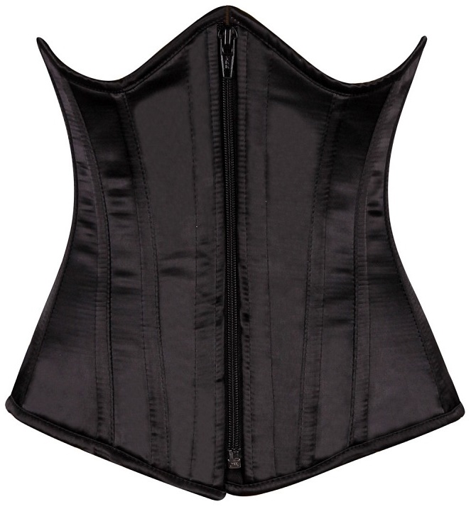 Satin Corset with a Front Zipper 11511 Black
