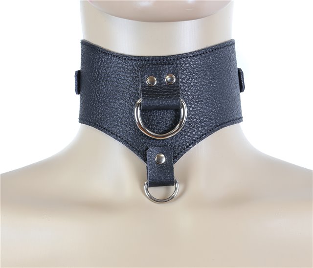 Black Leather Posture Collar Front D-Rings 0515b Edmonton