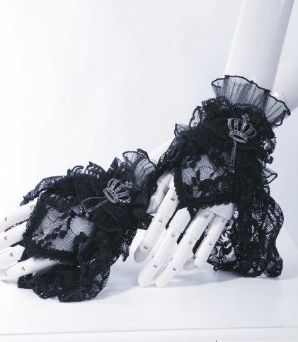 Lace gauntlets organza ruffles accented crown emblem 8101 Edmonton