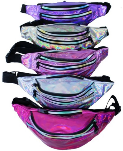 Holographic Fanny Pack Double Zippers Assorted Colors 1168 Edmonton
