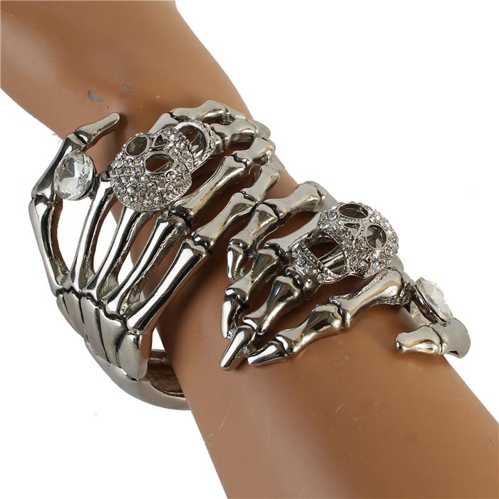Silver skeleton hand rhinestone bracelet 171822 Edmonton