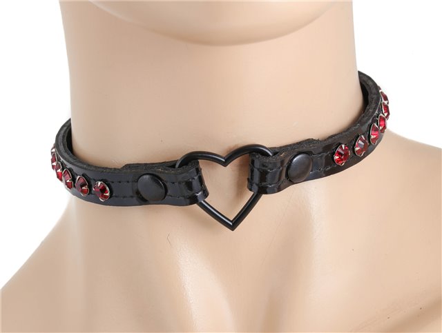 Collar 0682 Black/Red Rhinestones